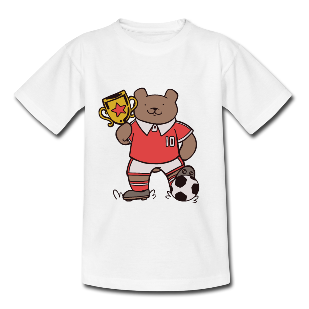 Kinder T-Shirt "Bär mit Fußball-Pokal" - Weiß