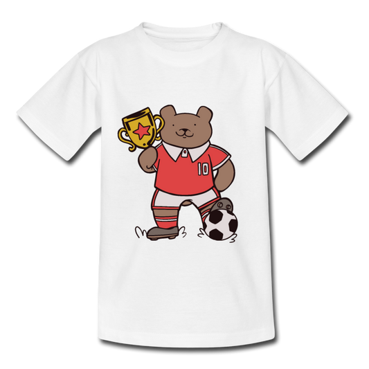 Kinder T-Shirt "Bär mit Fußball-Pokal" - Weiß