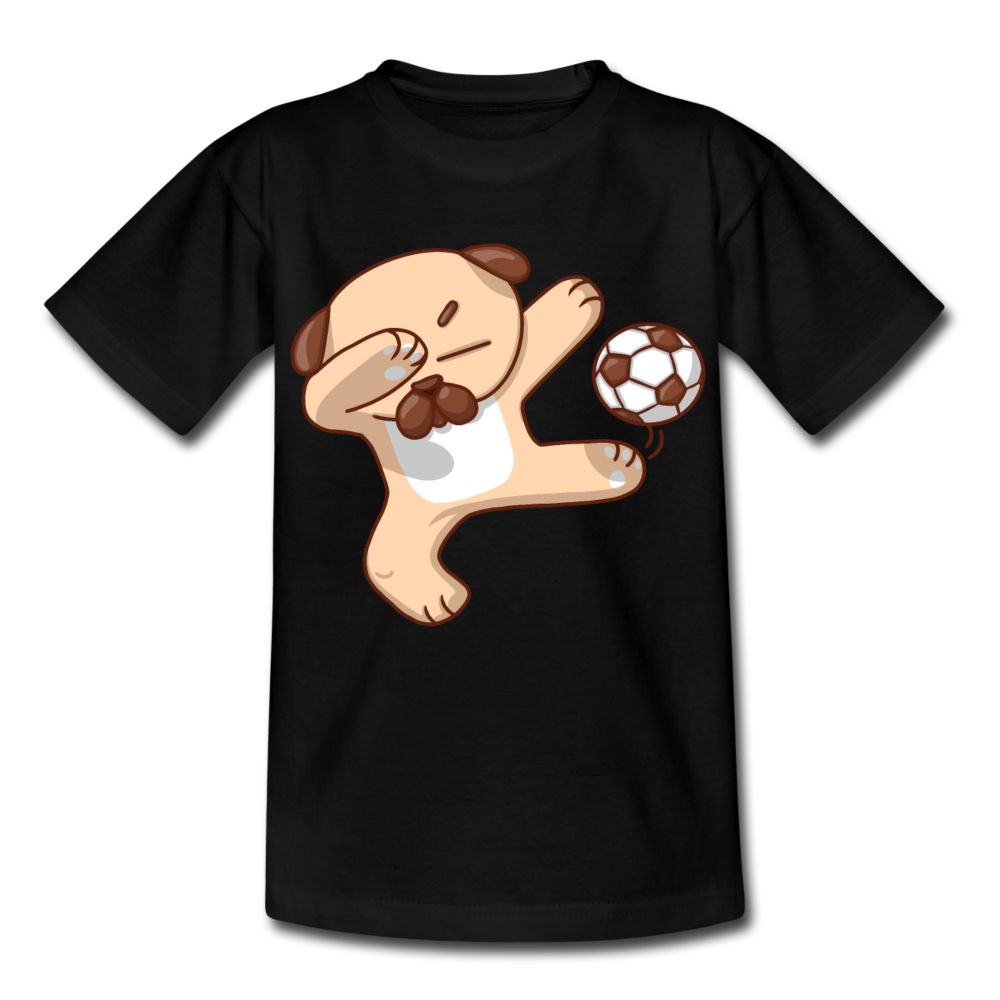 Kinder T-Shirt "Fußball-Hund" - Schwarz