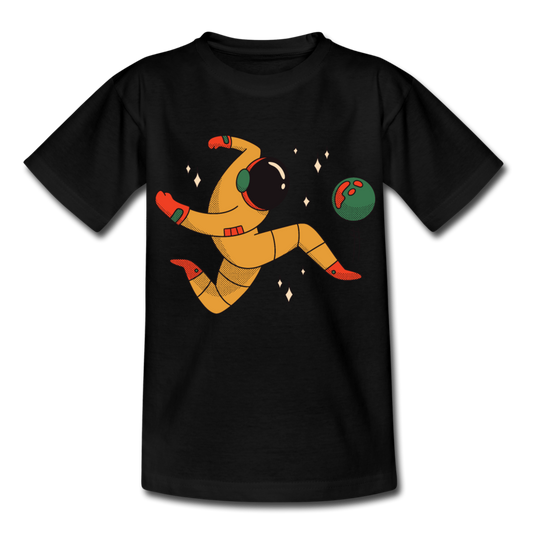 Kinder T-Shirt "Astronauten Fußballer" - Schwarz