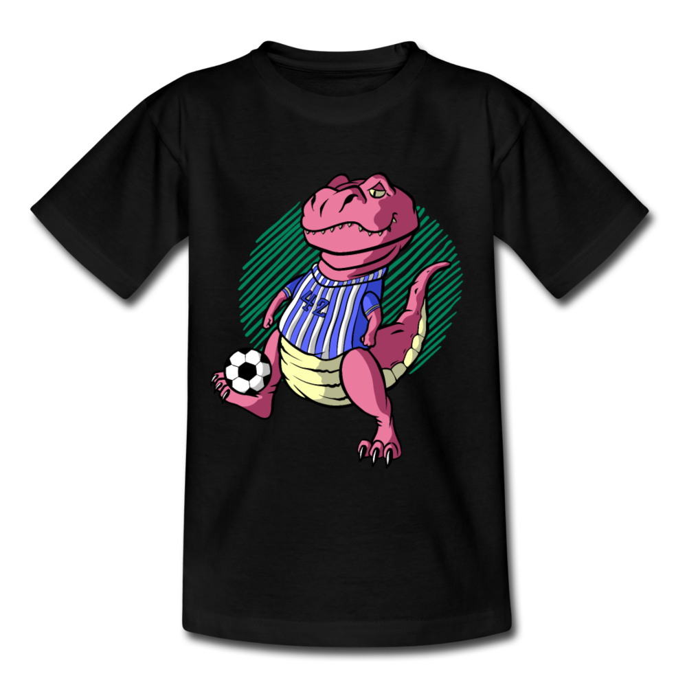 Kinder T-Shirt "Fußball-Dinosaurier" - Schwarz