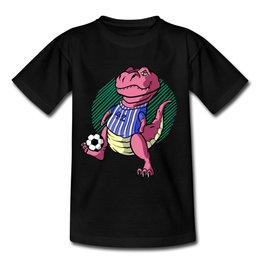 Kinder T-Shirt "Fußball-Dinosaurier" - Schwarz