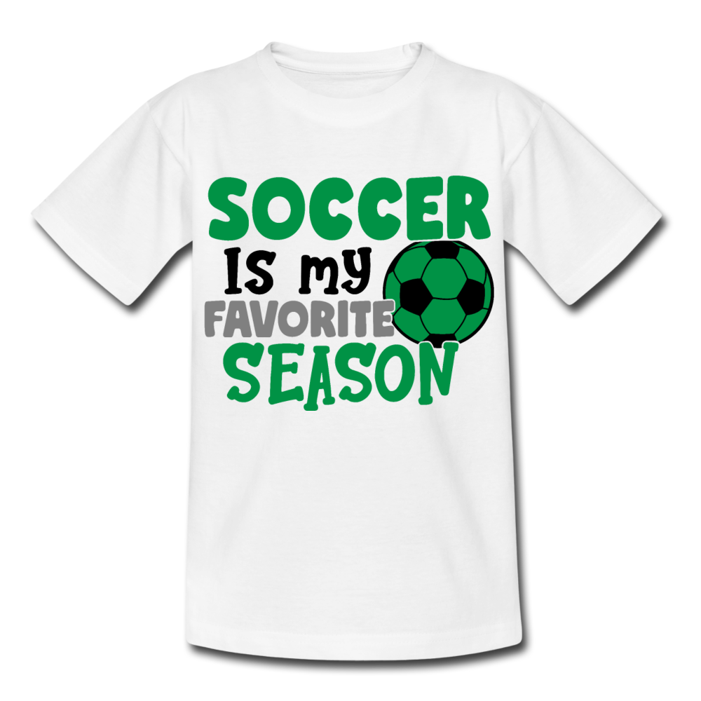 Kinder T-Shirt "Soccer is my favorite season" - Weiß