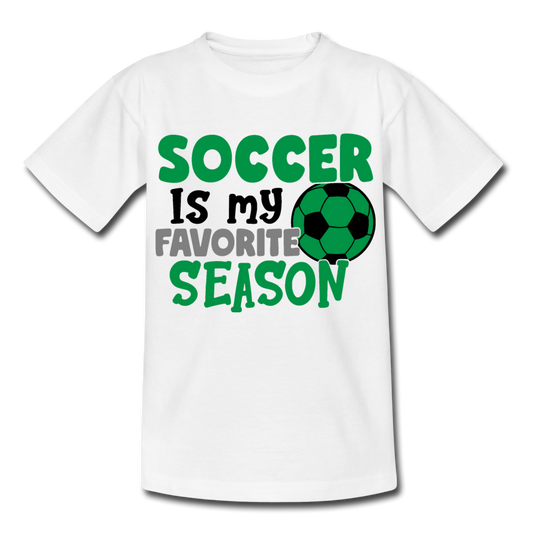 Kinder T-Shirt "Soccer is my favorite season" - Weiß