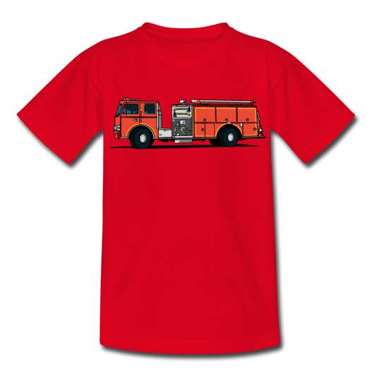 Kinder T-Shirt "Cooles Feuerwehr-Auto" - Rot