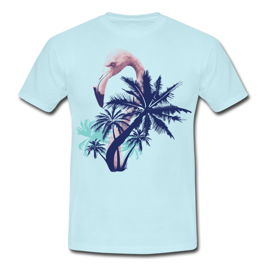 Männer T-Shirt "Flamingo mit Palmen" - Sky
