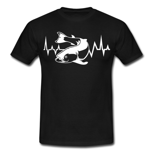 Männer T-Shirt "Herzschlag-Fisch" - Schwarz