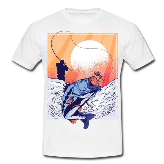 Männer T-Shirt "Angler in Aktion" - Weiß