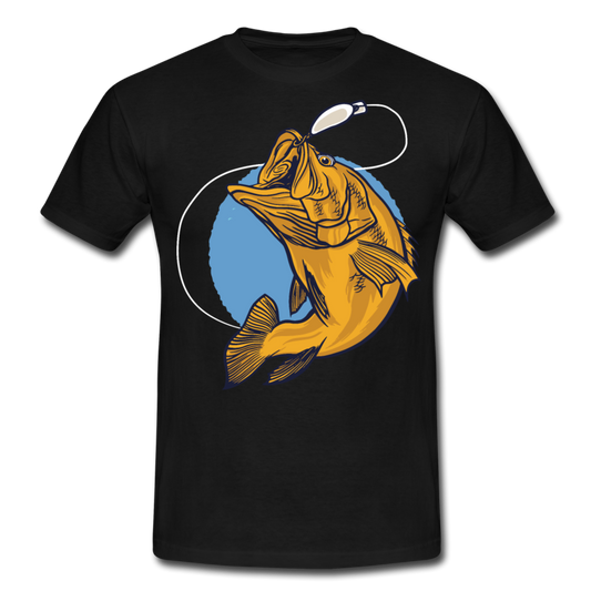 Männer T-Shirt "Gefangener Fisch" - Schwarz