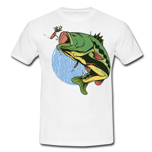 Männer T-Shirt "Cooles Fisch-Motiv" - Weiß