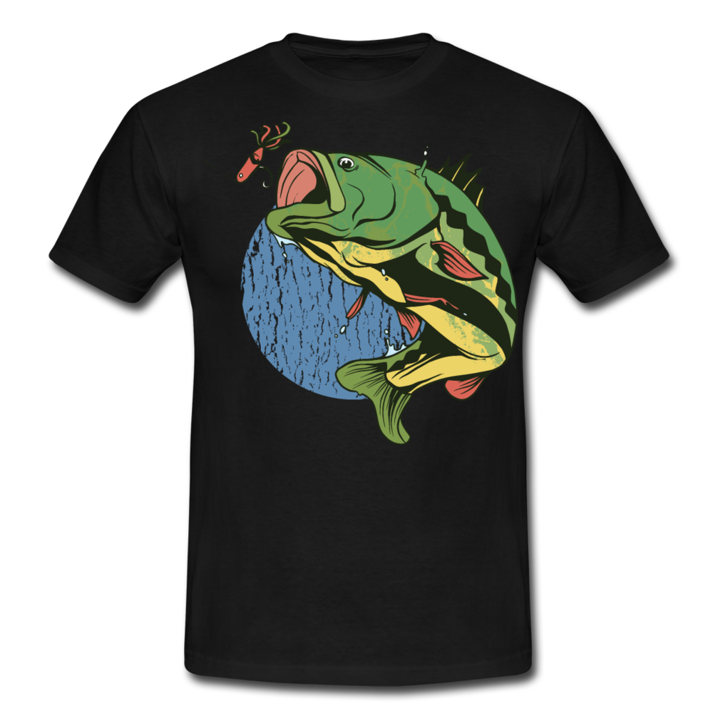 Männer T-Shirt "Cooles Fisch-Motiv" - Schwarz