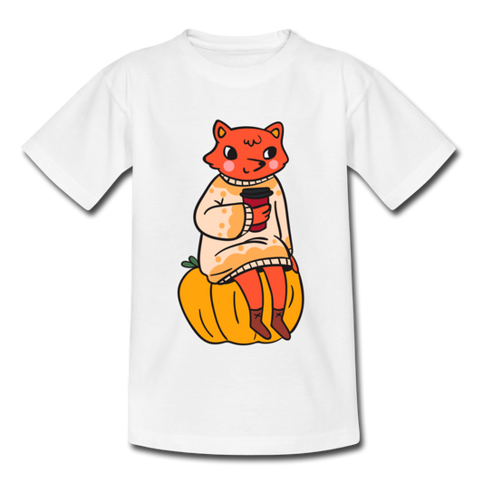 Kinder T-Shirt "Fuchs mit Kürbis" - Weiß