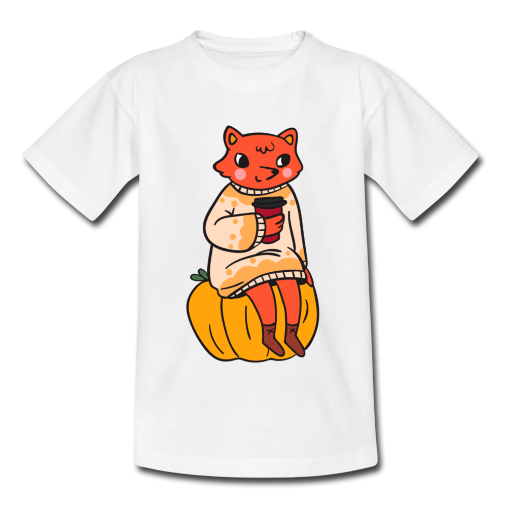 Kinder T-Shirt "Fuchs mit Kürbis" - Weiß