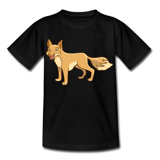 Kinder T-Shirt "Lachender Fuchs" - Schwarz