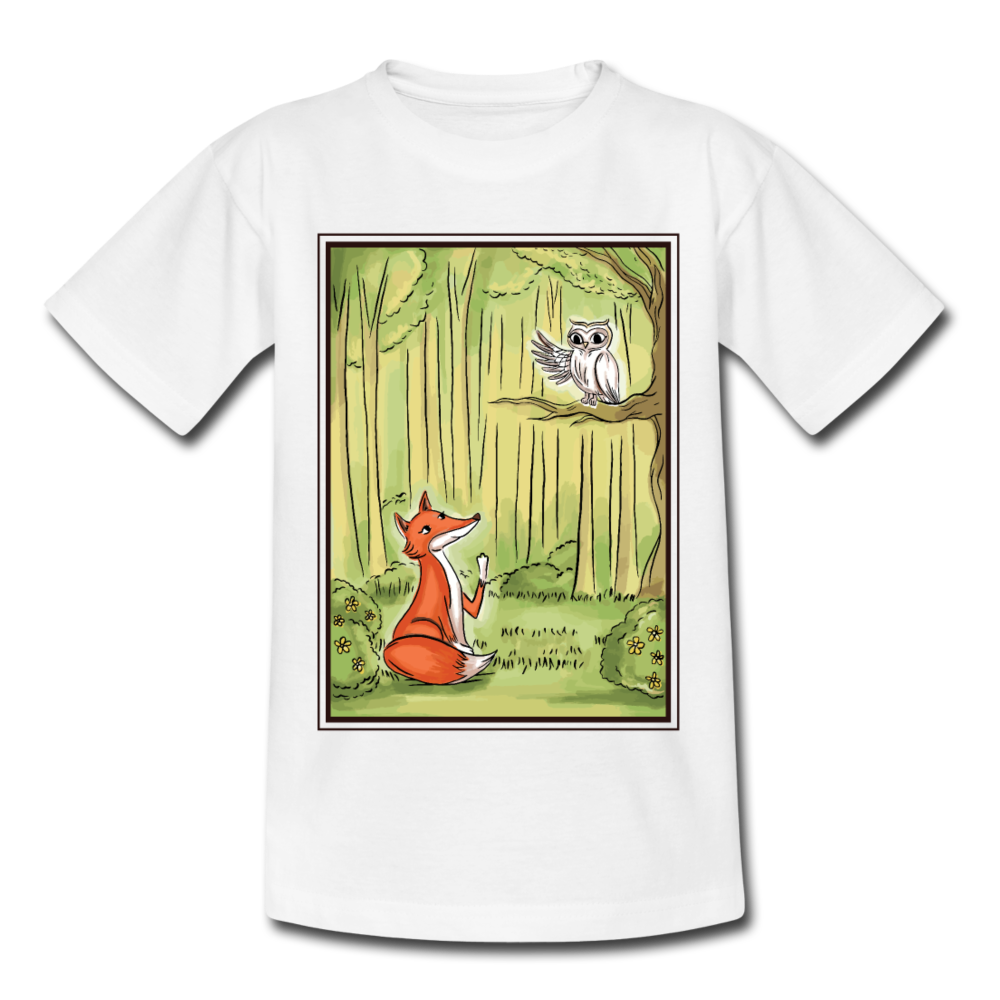 Kinder T-Shirt "Fuchs mit Eule" - Weiß