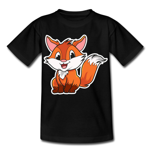 Kinder T-Shirt "Niedlicher Fuchs" - Schwarz