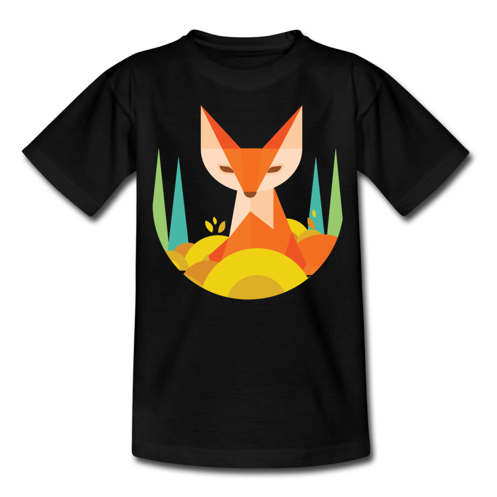 Kinder T-Shirt "Cooler Fuchs" - Schwarz