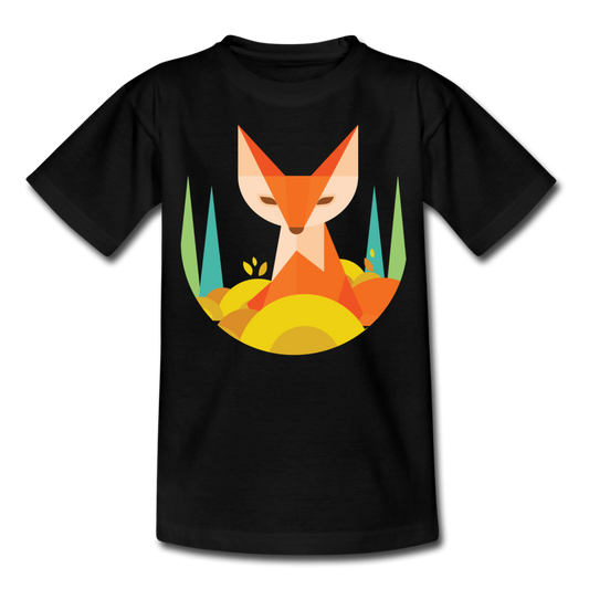 Kinder T-Shirt "Cooler Fuchs" - Schwarz