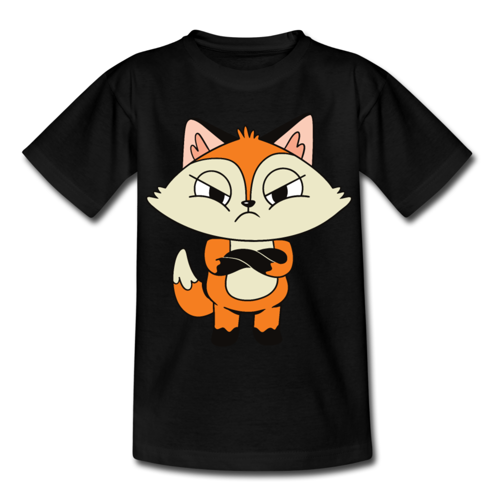 Kinder T-Shirt "Grimmiger Fuchs" - Schwarz