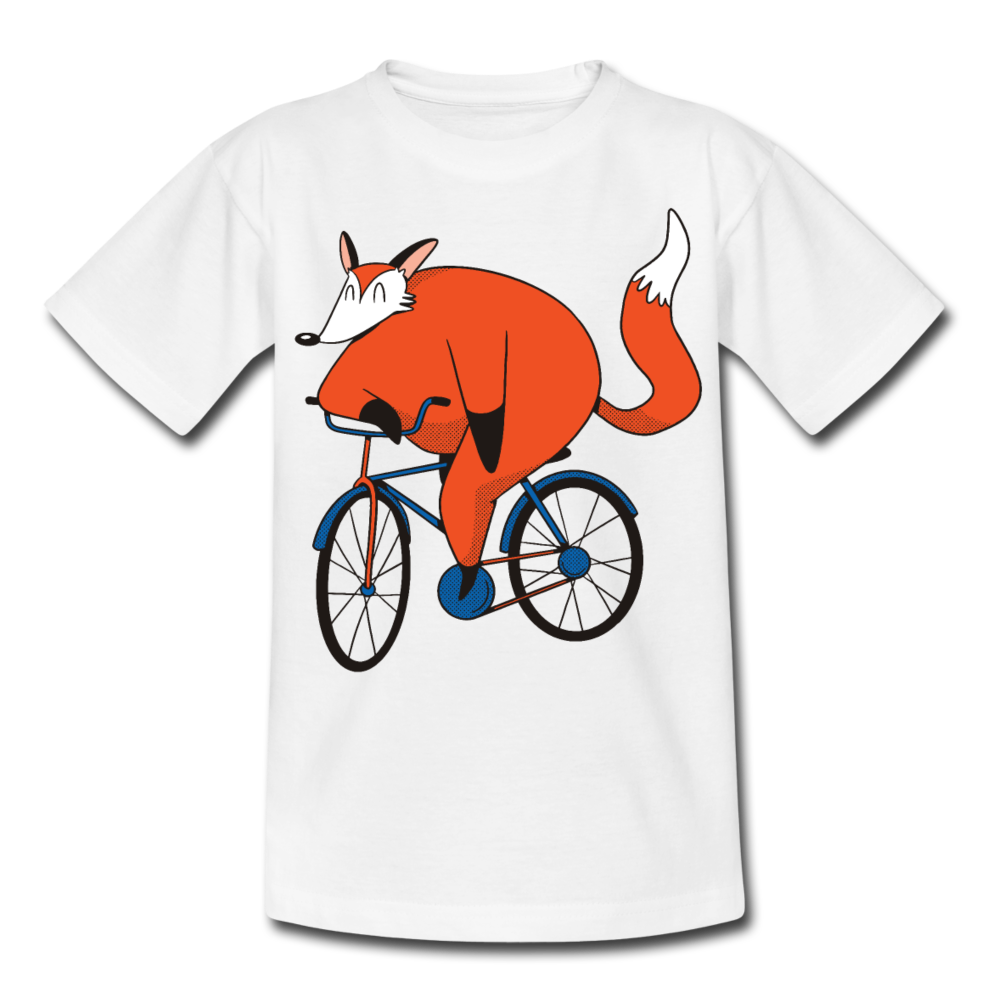 Kinder T-Shirt "Fuchs mit Fahrrad" - Weiß