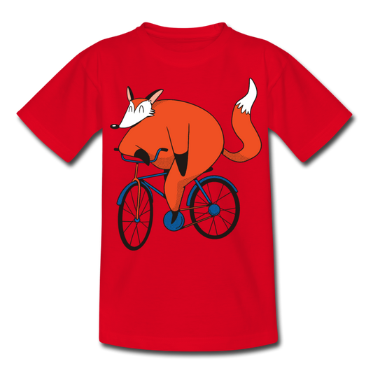 Kinder T-Shirt "Fuchs mit Fahrrad" - Rot