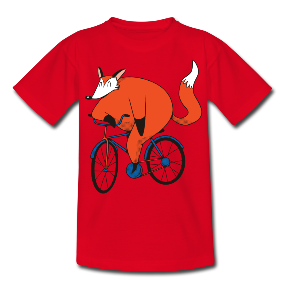 Kinder T-Shirt "Fuchs mit Fahrrad" - Rot