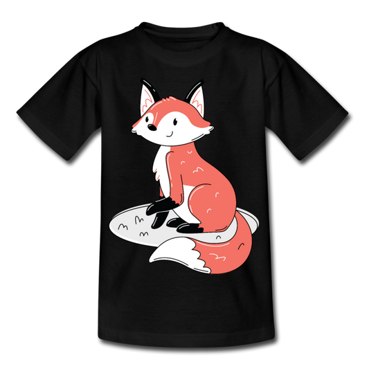 Kinder T-Shirt "Putziger Fuchs" - Schwarz
