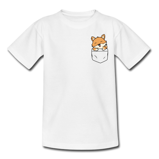 Kinder T-Shirt "Fuchs in Brusttaschen-Optik" - Weiß