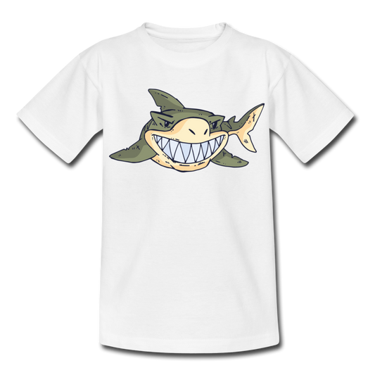 Kinder T-Shirt "Grüner Hai" - Weiß