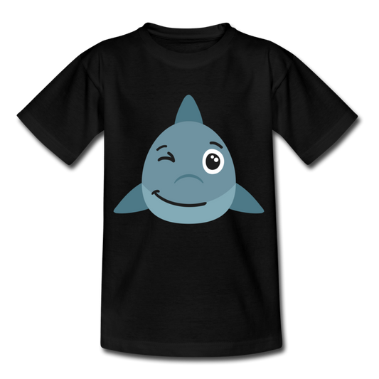 Kinder T-Shirt "Zwinkender Haifisch" - Schwarz