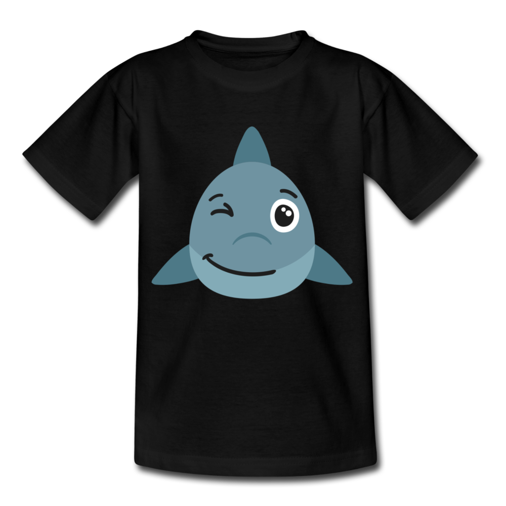 Kinder T-Shirt "Zwinkender Haifisch" - Schwarz