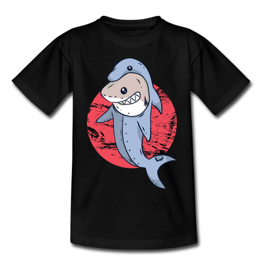 Kinder T-Shirt "Hai als Delfin verkleidet" - Schwarz