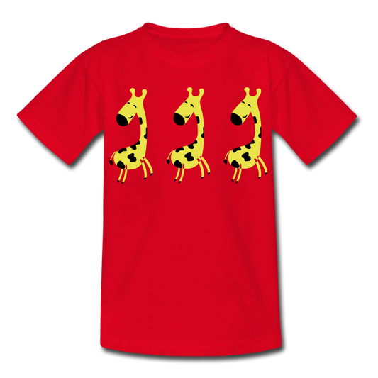 Kinder T-Shirt "3 Giraffen" - Rot