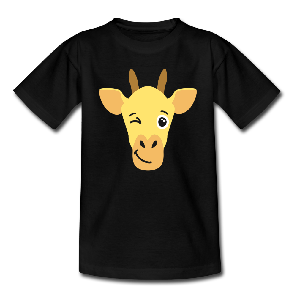Kinder T-Shirt "Zwinkernde Giraffe" - Schwarz