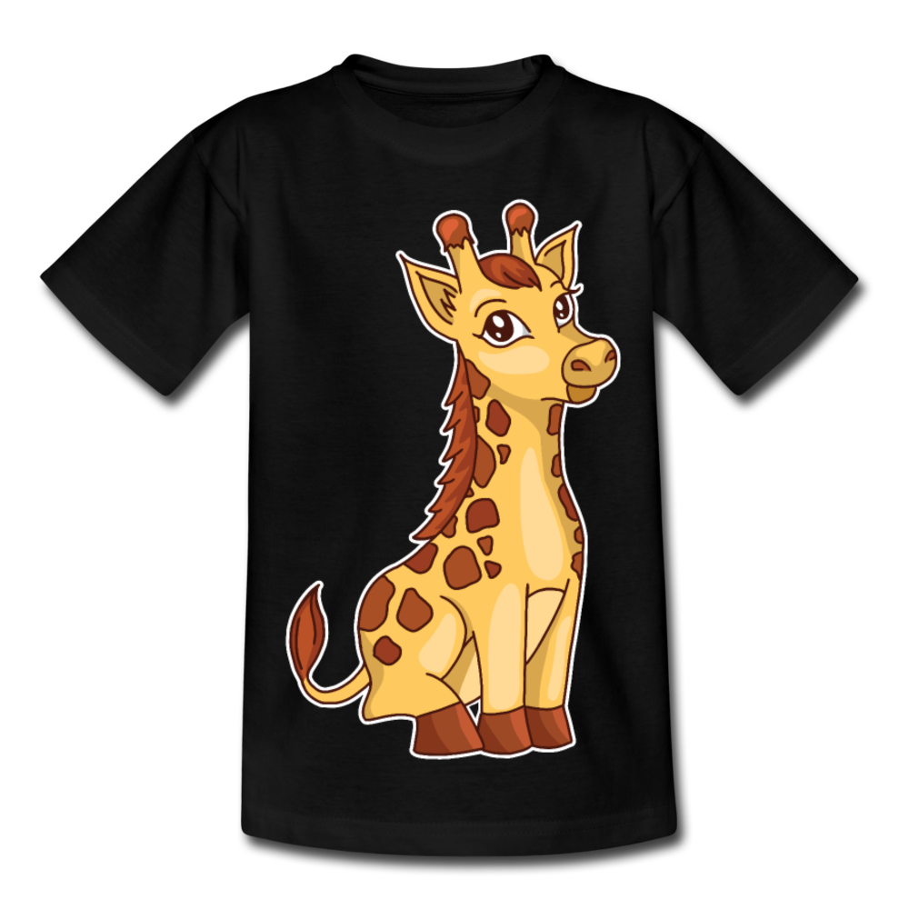 Kinder T-Shirt "Niedliche Giraffe" - Schwarz