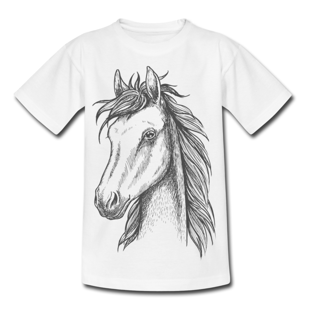 Kinder T-Shirt "Pferd im Zeichenstil" - Weiß