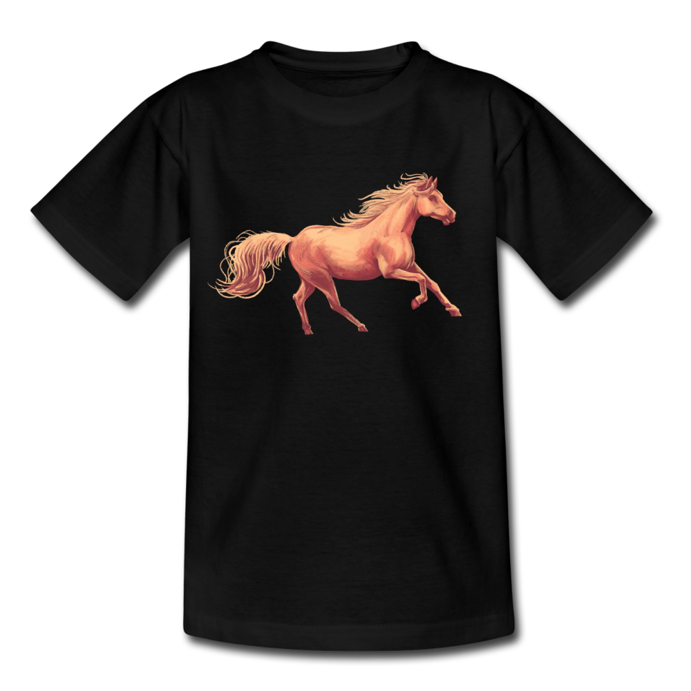 Kinder T-Shirt "Rennendes Pferd" - Schwarz