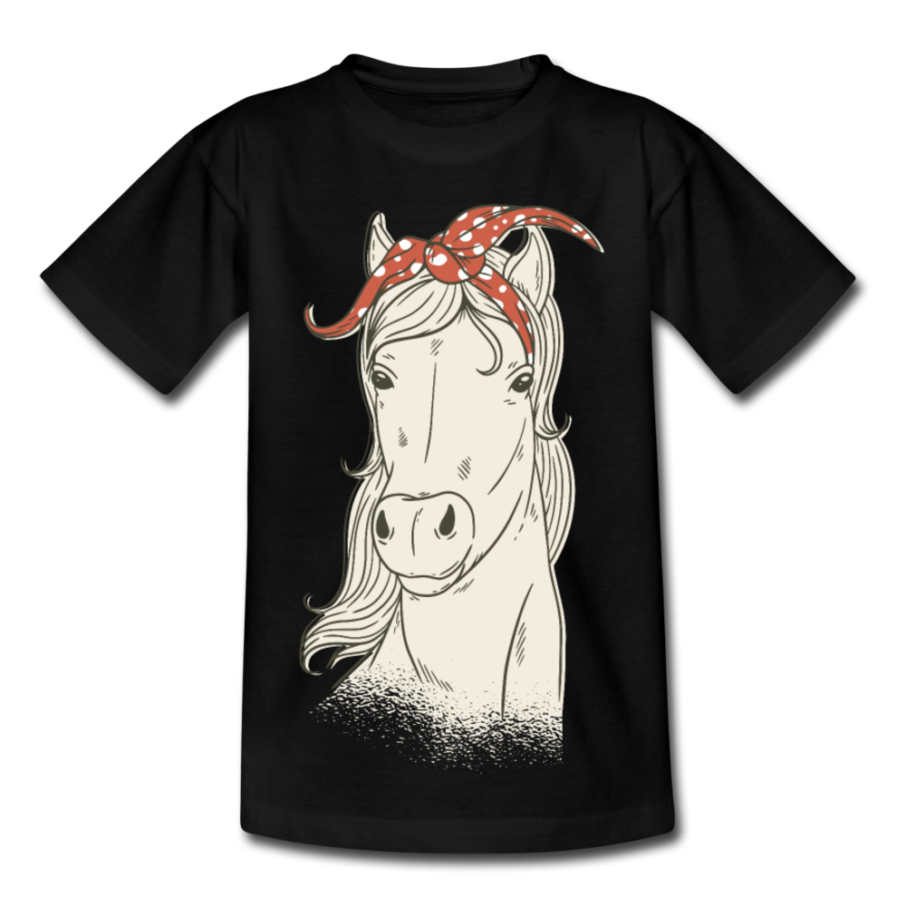 Kinder T-Shirt "Niedliches Pferd" - Schwarz
