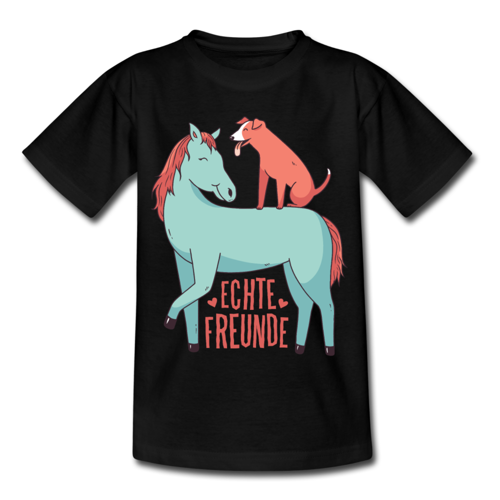 Kinder T-Shirt "Echte Freunde" - Schwarz