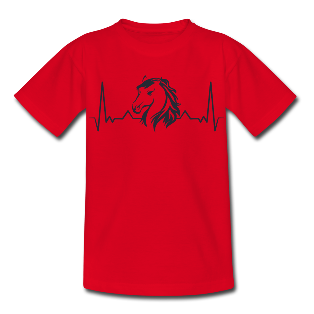 Kinder T-Shirt "Mein Herz schlägt für Pferde" - Rot