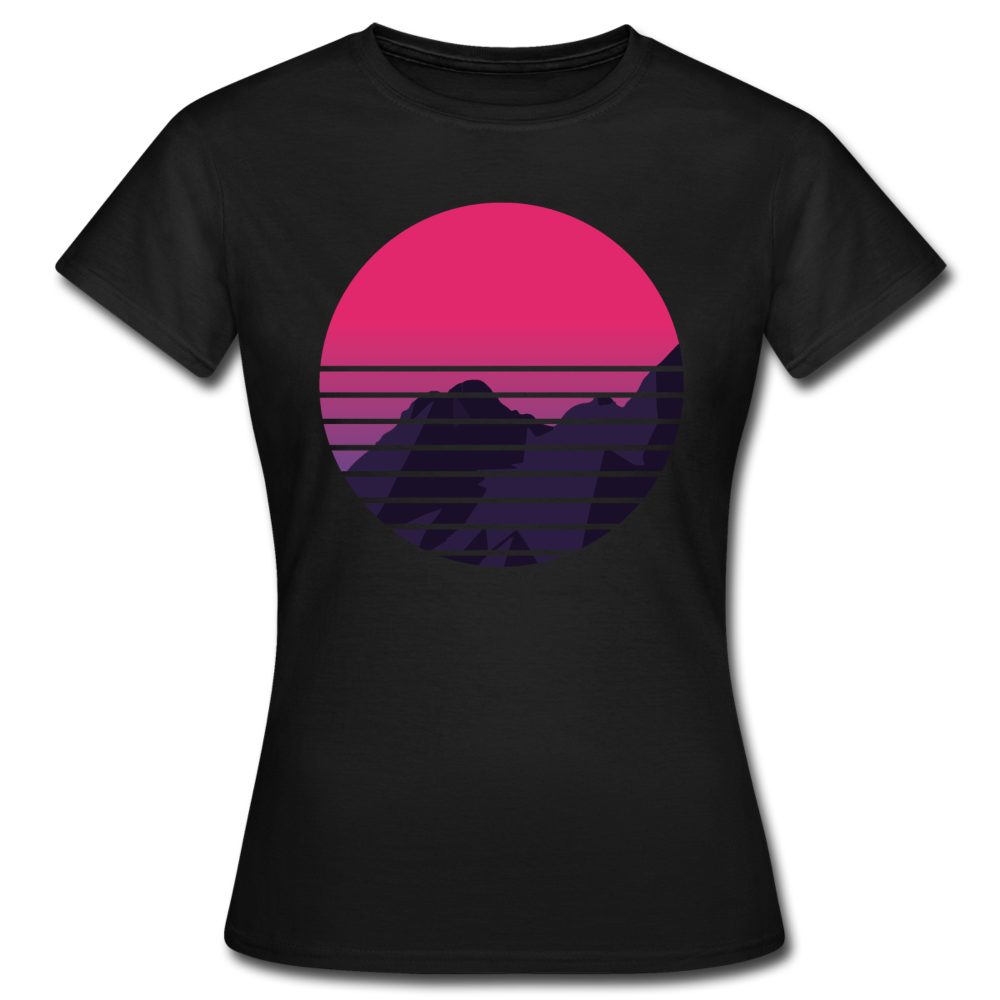 Frauen T-Shirt "Berge im Retro-Stil" - Schwarz