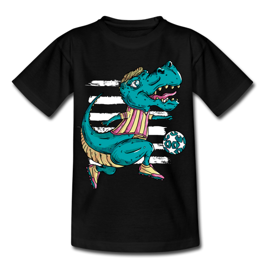 Kinder T-Shirt "Dinosaurier-Fußballer" - Schwarz