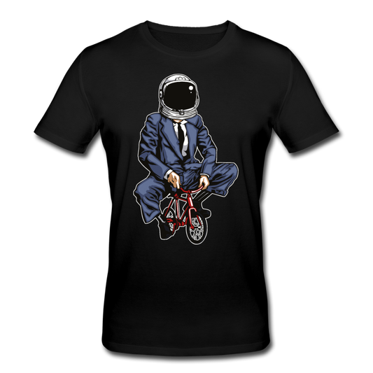 Männer T-Shirt "Cooler Astronaut mit Fahrrad" - Schwarz