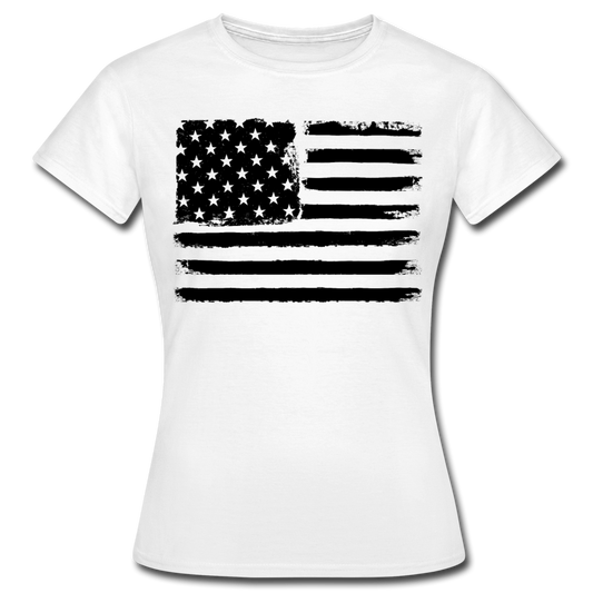 Frauen T-Shirt "Schwarz-Weiße amerikanische Flagge" - Weiß