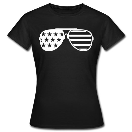 Frauen T-Shirt "Amerikanische Brille" - Schwarz