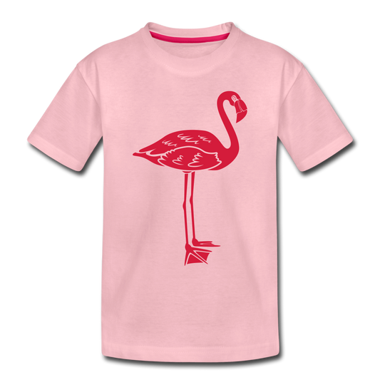 Kinder Premium T-Shirt "Großer Flamingo" - Hellrosa