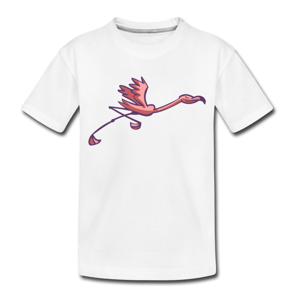 Kinder Premium T-Shirt "Rennender Flamingo" - Weiß