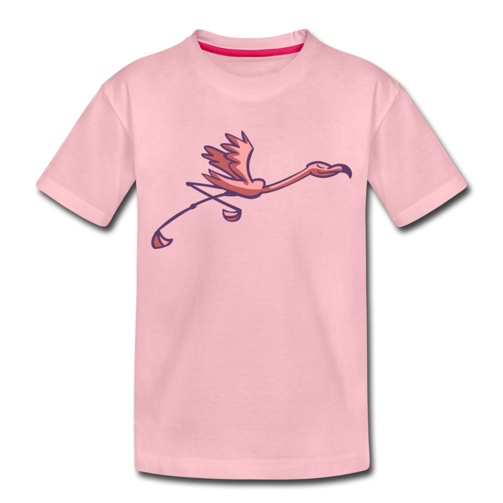 Kinder Premium T-Shirt "Rennender Flamingo" - Hellrosa