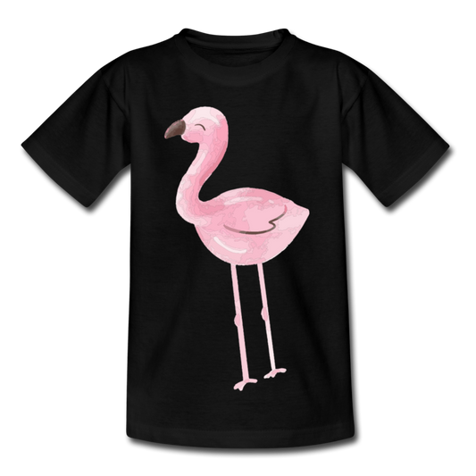 Kinder T-Shirt "Flamingo im Wasserfarben-Stil" - Schwarz