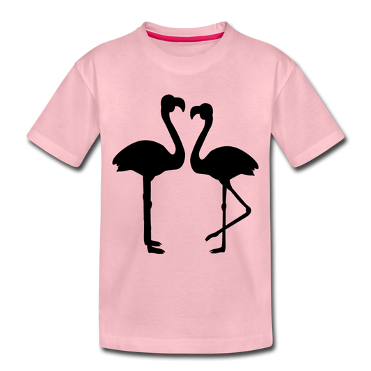 Kinder Premium T-Shirt "Zwei Flamingos" - Hellrosa